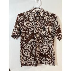 NWOT RIX Men's Tribal Print Button Up Short Sleeve Shirt-Size X-Small